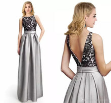 將圖片載入圖庫檢視器，The Georgia Lace Black and Grey Evening Gown - WeddingConfetti