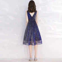 將圖片載入圖庫檢視器，The Aubrey Blue Sequined Sleeveless Dress - WeddingConfetti