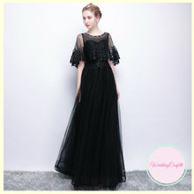將圖片載入圖庫檢視器，The Cecily Lace Black Illusion Sleeves Gown - WeddingConfetti