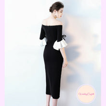 將圖片載入圖庫檢視器，The Fayth Cocktail Black Trumpet Sleeves Dress - WeddingConfetti