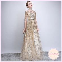 將圖片載入圖庫檢視器，The Janicia Gold Long Sleeves Gown - WeddingConfetti