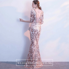 將圖片載入圖庫檢視器，The Jaycyntha Gold Sequins Long Sleeves Gown - WeddingConfetti
