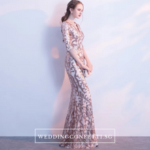 將圖片載入圖庫檢視器，The Jaycyntha Gold Sequins Long Sleeves Gown - WeddingConfetti