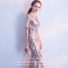 將圖片載入圖庫檢視器，The Jaycyntha Gold Sequins Long Sleeves Gown - WeddingConfetti