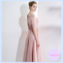 將圖片載入圖庫檢視器，The Kadienne Pink Long Sleeves Satin Gown - WeddingConfetti