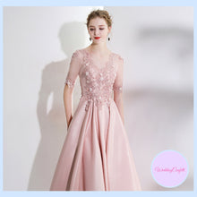將圖片載入圖庫檢視器，The Kadienne Pink Long Sleeves Satin Gown - WeddingConfetti