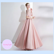 將圖片載入圖庫檢視器，The Kadienne Pink Long Sleeves Satin Gown - WeddingConfetti