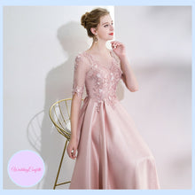 將圖片載入圖庫檢視器，The Kadienne Pink Long Sleeves Satin Gown - WeddingConfetti