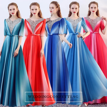 將圖片載入圖庫檢視器，The Octavia Fuschia / Red / Green / Blue Long Sleeves Ombre Dress - WeddingConfetti