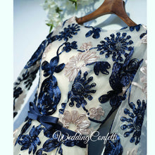 將圖片載入圖庫檢視器，The Ophelia Blue Long Sleeve Lace Dress - WeddingConfetti