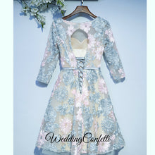 將圖片載入圖庫檢視器，The Ophena Grey and Pink Long Sleeve Lace Dress - WeddingConfetti