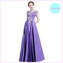 將圖片載入圖庫檢視器，The Prunella Purple Lilac Off Shoulder Gown - WeddingConfetti