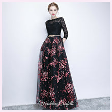 將圖片載入圖庫檢視器，The Rozalia Floral Black Long Sleeves Gown - WeddingConfetti