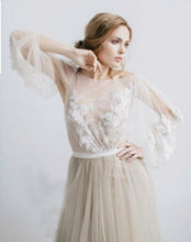 將圖片載入圖庫檢視器，The Erista Bohemian Ilusion Sleeves Wedding Gown - WeddingConfetti