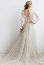 將圖片載入圖庫檢視器，The Erista Bohemian Ilusion Sleeves Wedding Gown - WeddingConfetti