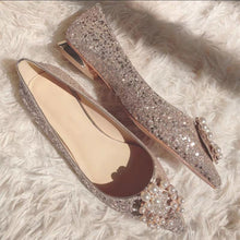 將圖片載入圖庫檢視器，The Ixorie Wedding Champagne Bridal Flats - WeddingConfetti