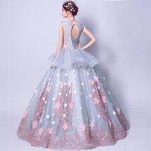 將圖片載入圖庫檢視器，The Fleurenda Pink and Grey Flare Sleeves Gown - WeddingConfetti