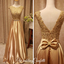 將圖片載入圖庫檢視器，The Patrina Cap Sleeves Gold / Grey / Blue / Purple / Red / Pink Lace Gown Dress - WeddingConfetti