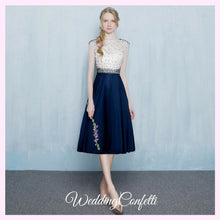 將圖片載入圖庫檢視器，The Tabitha White Navy Blue Dress (Available in Different Lengths) - WeddingConfetti