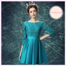 將圖片載入圖庫檢視器，The Tessa Wedding Bridal Teal Long Sleeves Short Dress - WeddingConfetti