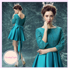 將圖片載入圖庫檢視器，The Tessa Wedding Bridal Teal Long Sleeves Short Dress - WeddingConfetti