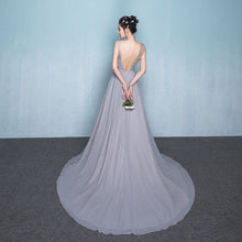 將圖片載入圖庫檢視器，The Celia Grace Grey Lace Sleeveless Gown - WeddingConfetti