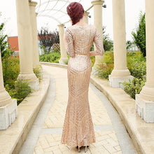 將圖片載入圖庫檢視器，The Giovana Gold Long Sleeves Lace Evening Gown - WeddingConfetti