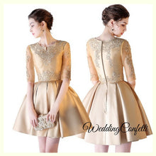 將圖片載入圖庫檢視器，The Arissa Gold Embroidered Dress - WeddingConfetti