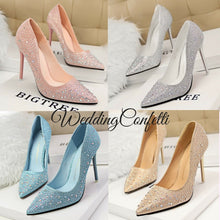 將圖片載入圖庫檢視器，The Heather Wedding Bridal Glitter Blue / Pink / White / Champagne Wedding shoes / Heels - WeddingConfetti