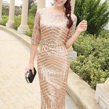 將圖片載入圖庫檢視器，The Giovana Gold Long Sleeves Lace Evening Gown - WeddingConfetti