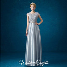 將圖片載入圖庫檢視器，The Patrina Cap Sleeves Gold / Grey / Blue / Purple / Red / Pink Lace Gown Dress - WeddingConfetti