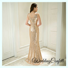 將圖片載入圖庫檢視器，The Erinsa Gold Sleeveless Evening Gown - WeddingConfetti