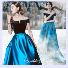 將圖片載入圖庫檢視器，The Cassandra Red / Blue / Green Off Shoulder Gown - WeddingConfetti