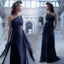 將圖片載入圖庫檢視器，The Donatella Blue Toga Long Evening Gown - WeddingConfetti