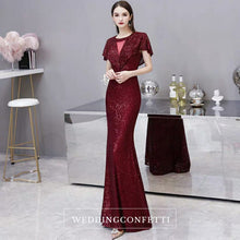 將圖片載入圖庫檢視器，The Lorniston Sequined Red Gown - WeddingConfetti