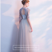 將圖片載入圖庫檢視器，The Sarah Grey Long Sleeves Lace Gown - WeddingConfetti