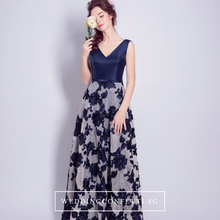 將圖片載入圖庫檢視器，The Joanna Blue Lace Sleeveless Gown - WeddingConfetti