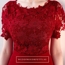 將圖片載入圖庫檢視器，The Melinda Black / Red / Wine Red Lace Gown - WeddingConfetti