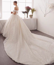 將圖片載入圖庫檢視器，The Ristelle Wedding Bridal Sequined Off Shoulder Gown - WeddingConfetti