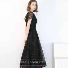 將圖片載入圖庫檢視器，The Adella Short Sleeves Black Gown - WeddingConfetti