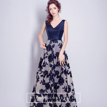 將圖片載入圖庫檢視器，The Joanna Blue Lace Sleeveless Gown - WeddingConfetti