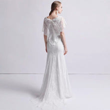 將圖片載入圖庫檢視器，The Petunia Wedding Bridal Illusion Short Draped Sleeves Lace Gown - WeddingConfetti