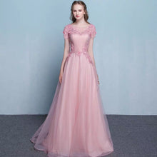 將圖片載入圖庫檢視器，The Pennslyvania Pink Short Sleeve Tulle Gown - WeddingConfetti