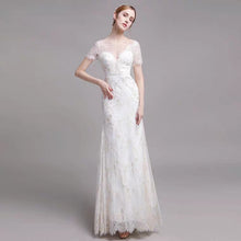 將圖片載入圖庫檢視器，The Nikita Wedding Bridal Short Sleeve Lace Dress - WeddingConfetti