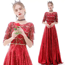 將圖片載入圖庫檢視器，The Kumie Long Sleeve Black/Red/Pink/Silver Gown - WeddingConfetti