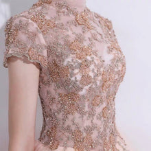 將圖片載入圖庫檢視器，The Rosalle Ombré High Collar Champagne Gown - WeddingConfetti