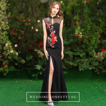 將圖片載入圖庫檢視器，The Marisa Mandarin Collar White / Red / Black Sleeveless Gown - WeddingConfetti