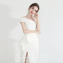 將圖片載入圖庫檢視器，The Charis One Shoulder Origami Red / White Dress With Slit - WeddingConfetti