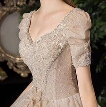將圖片載入圖庫檢視器，The Isabrina Wedding Bridal Short  Sleeves Champagne Gown - WeddingConfetti