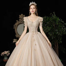 將圖片載入圖庫檢視器，The Isabrina Wedding Bridal Short  Sleeves Champagne Gown - WeddingConfetti